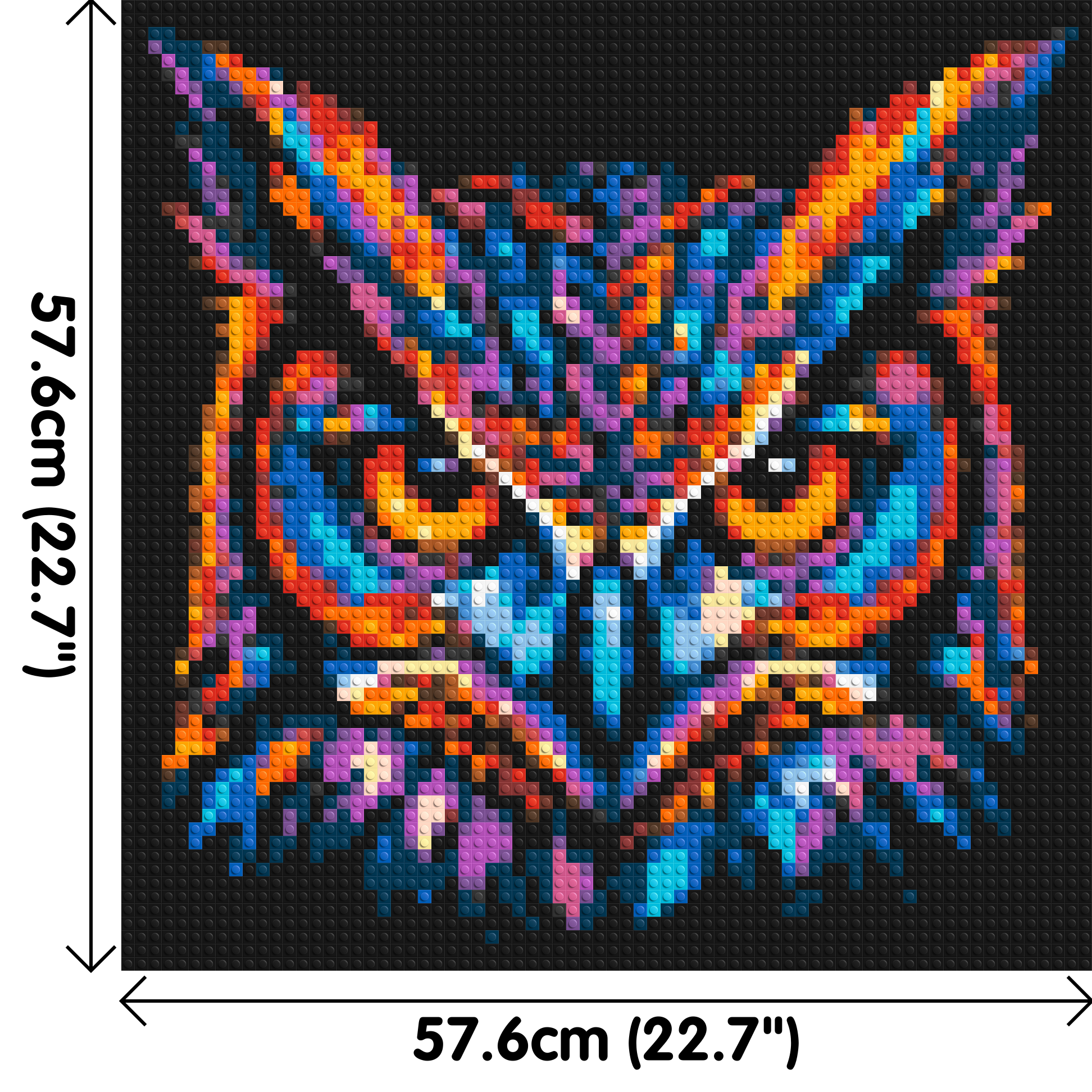 Psychedelic Neon Owl Face Pop Art - Brick Art Mosaic Kit 3x3 dimensions