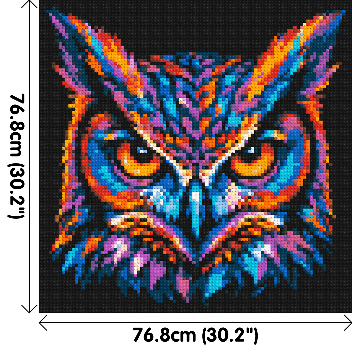 Psychedelic Neon Owl Face Pop Art - Brick Art Mosaic Kit 4x4 large