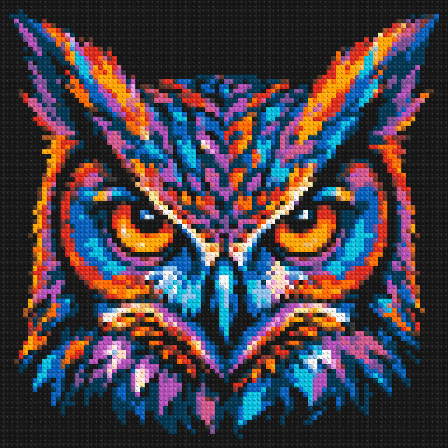 Psychedelic Neon Owl Face Pop Art - Brick Art Mosaic Kit 4x4 large