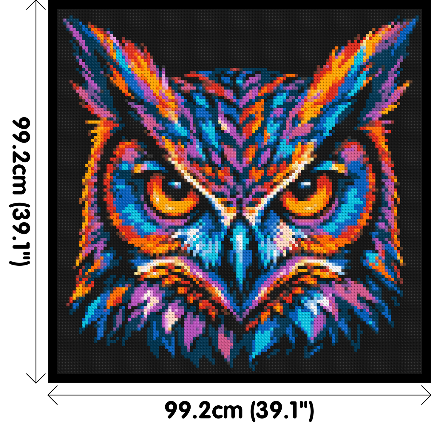 Psychedelic Neon Owl Face Pop Art - Brick Art Mosaic Kit 5x5 large