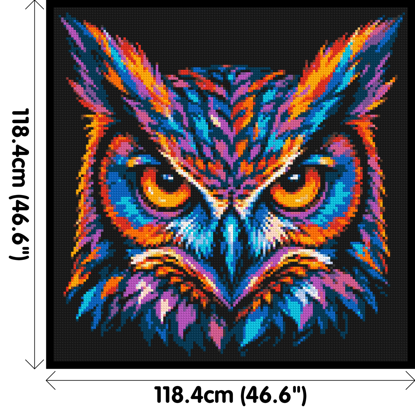 Psychedelic Neon Owl Face Pop Art - Brick Art Mosaic Kit 6x6 large