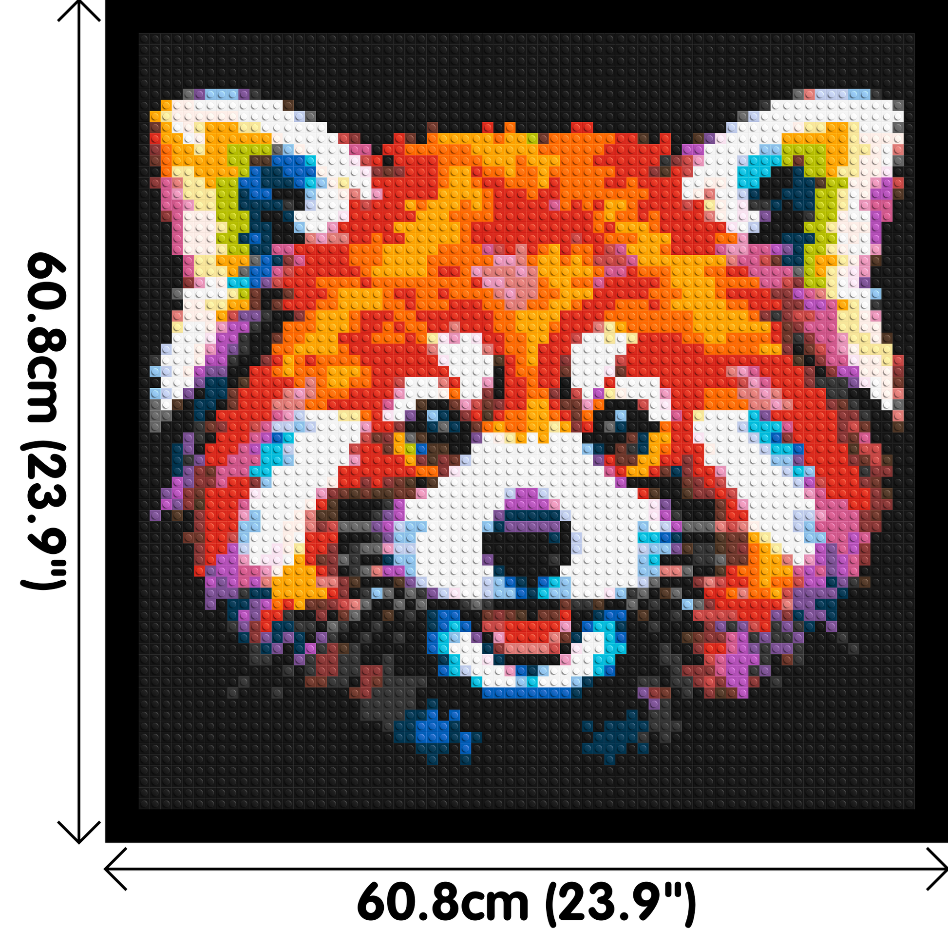 Vibrant Red Panda Face Pop Art - Brick Art Mosaic Kit 3x3 dimensions with frame