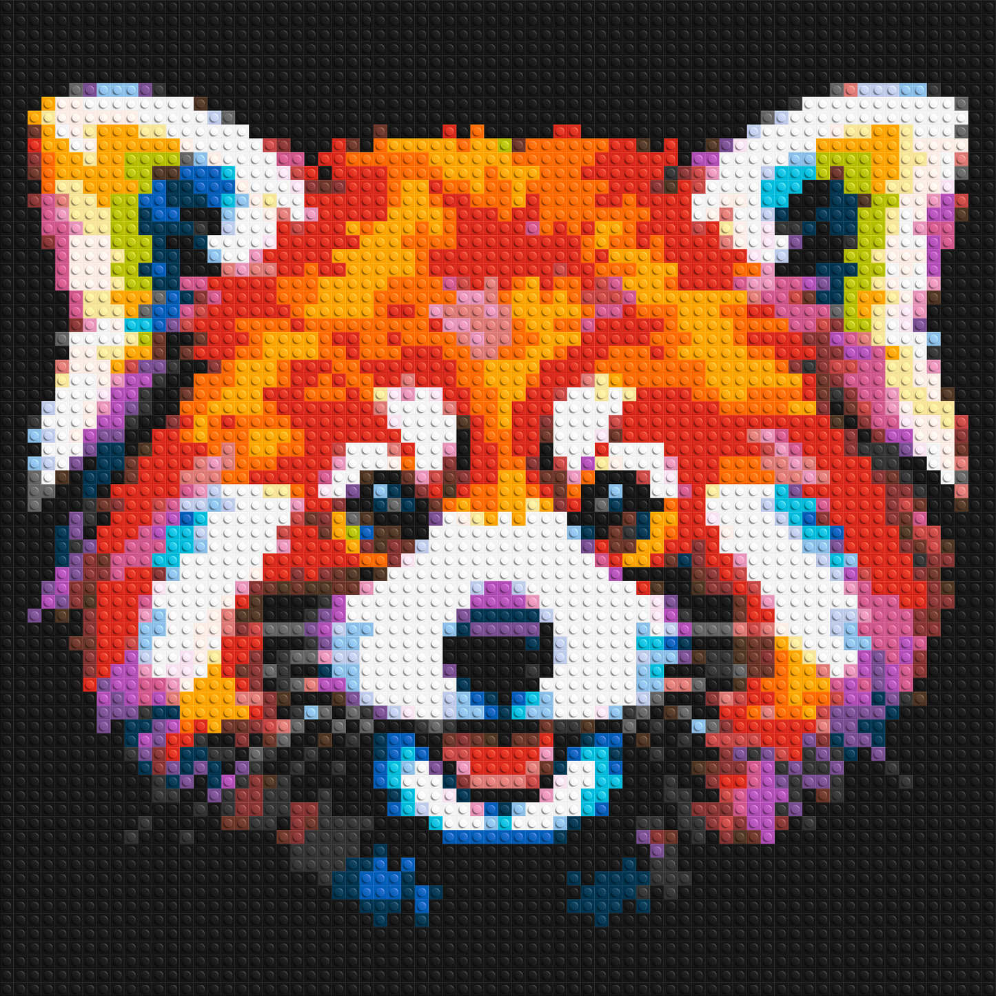 Vibrant Red Panda Face Pop Art - Brick Art Mosaic Kit 3x3 large