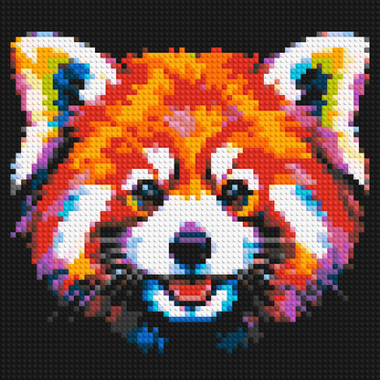 Vibrant Red Panda Face Pop Art - Brick Art Mosaic Kit 3x3 large