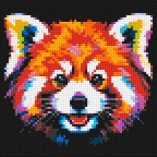 Vibrant Red Panda Face Pop Art - Brick Art Mosaic Kit 3x3 large