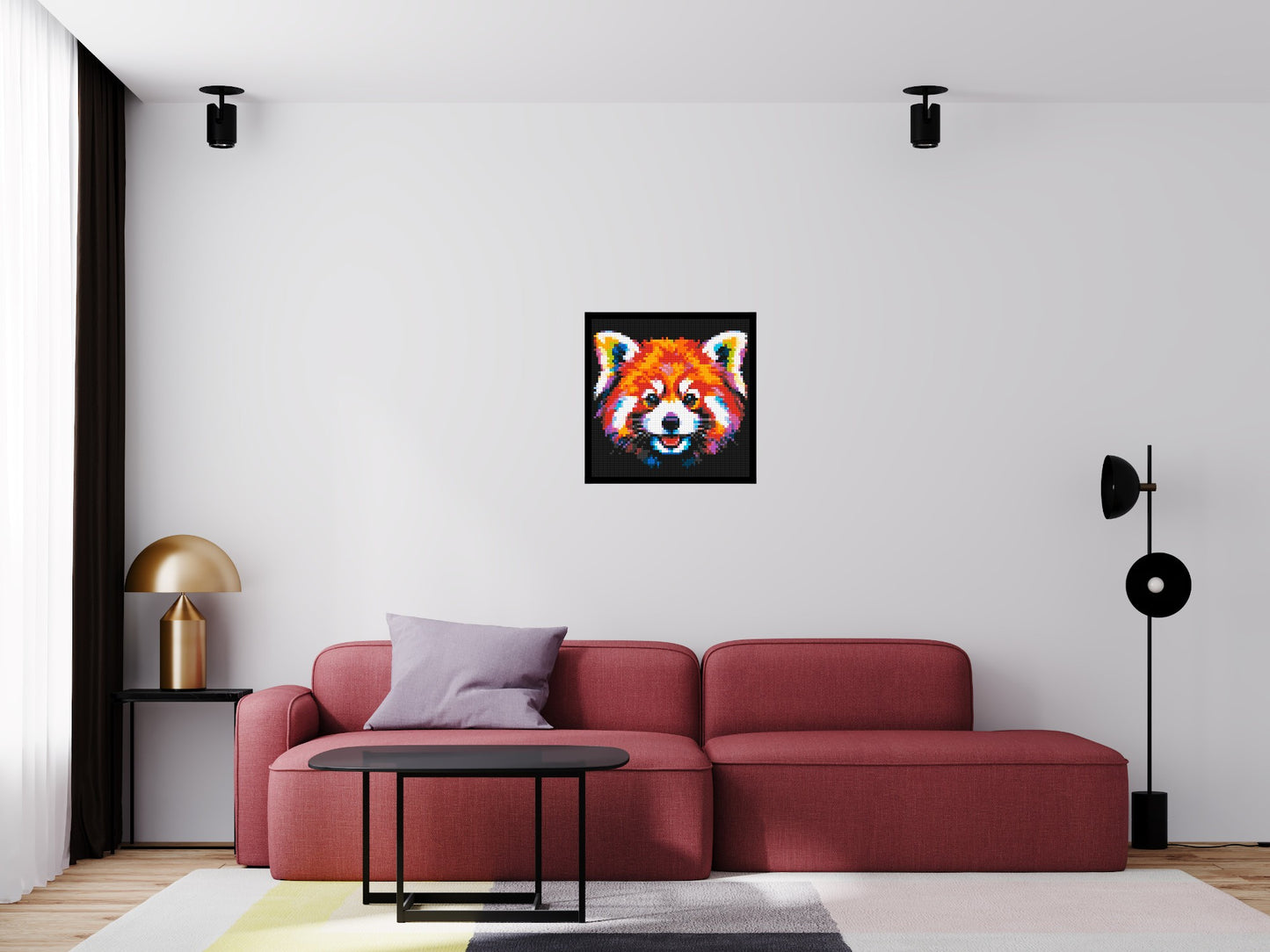 Vibrant Red Panda Face Pop Art - Brick Art Mosaic Kit 3x3 large