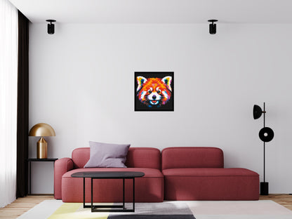 Vibrant Red Panda Face Pop Art - Brick Art Mosaic Kit 3x3 large
