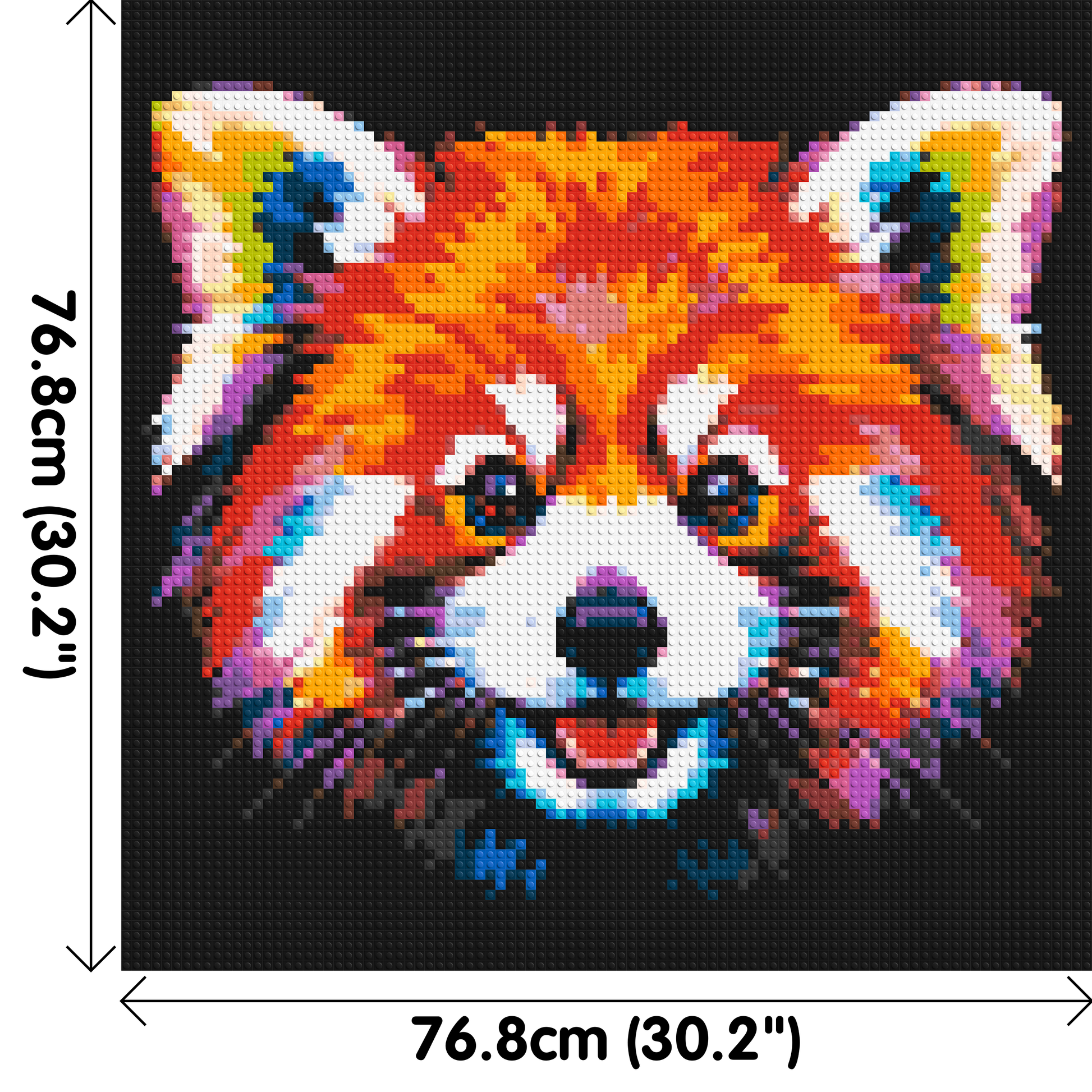Vibrant Red Panda Face Pop Art - Brick Art Mosaic Kit 4x4 dimensions