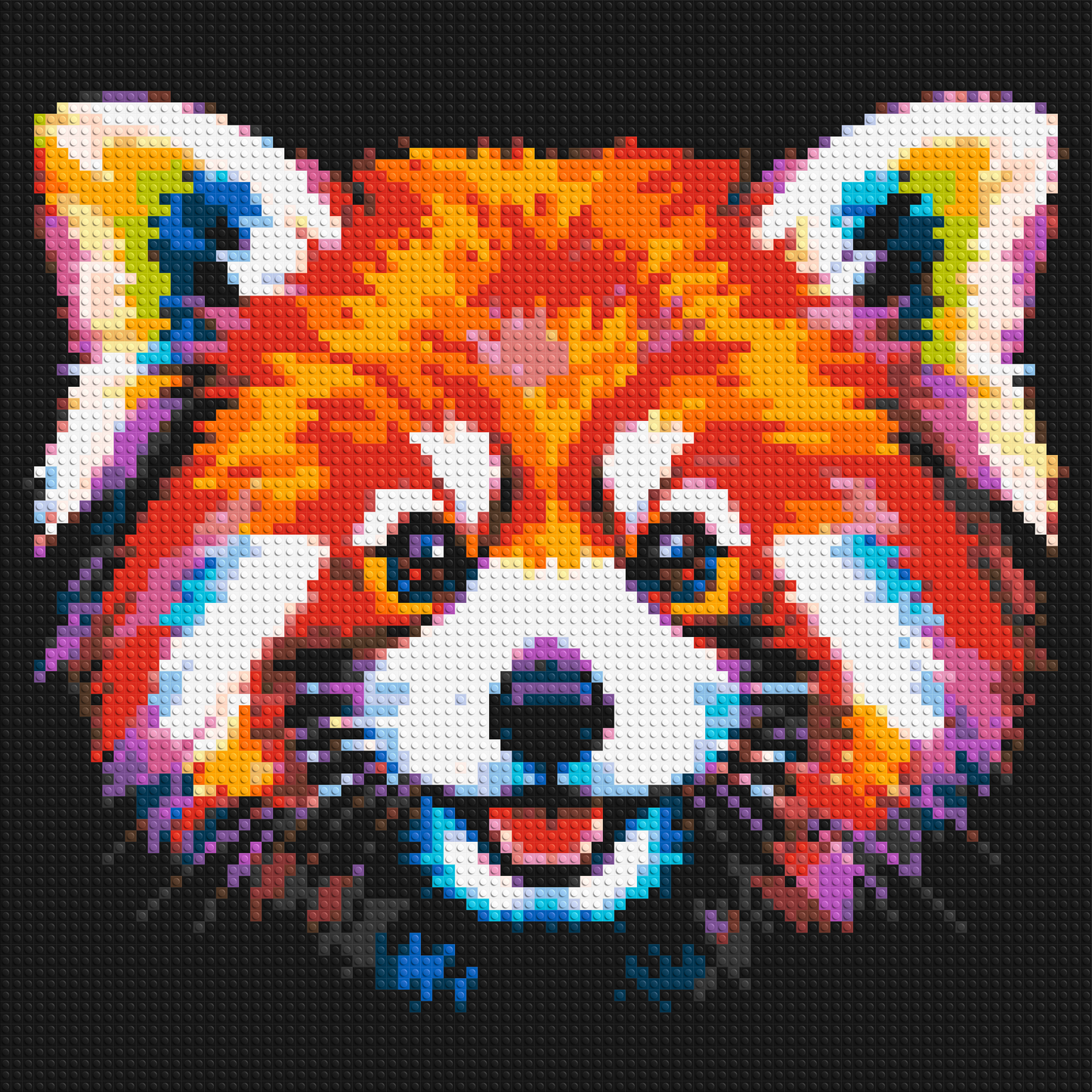 Vibrant Red Panda Face Pop Art - Brick Art Mosaic Kit 4x4 large