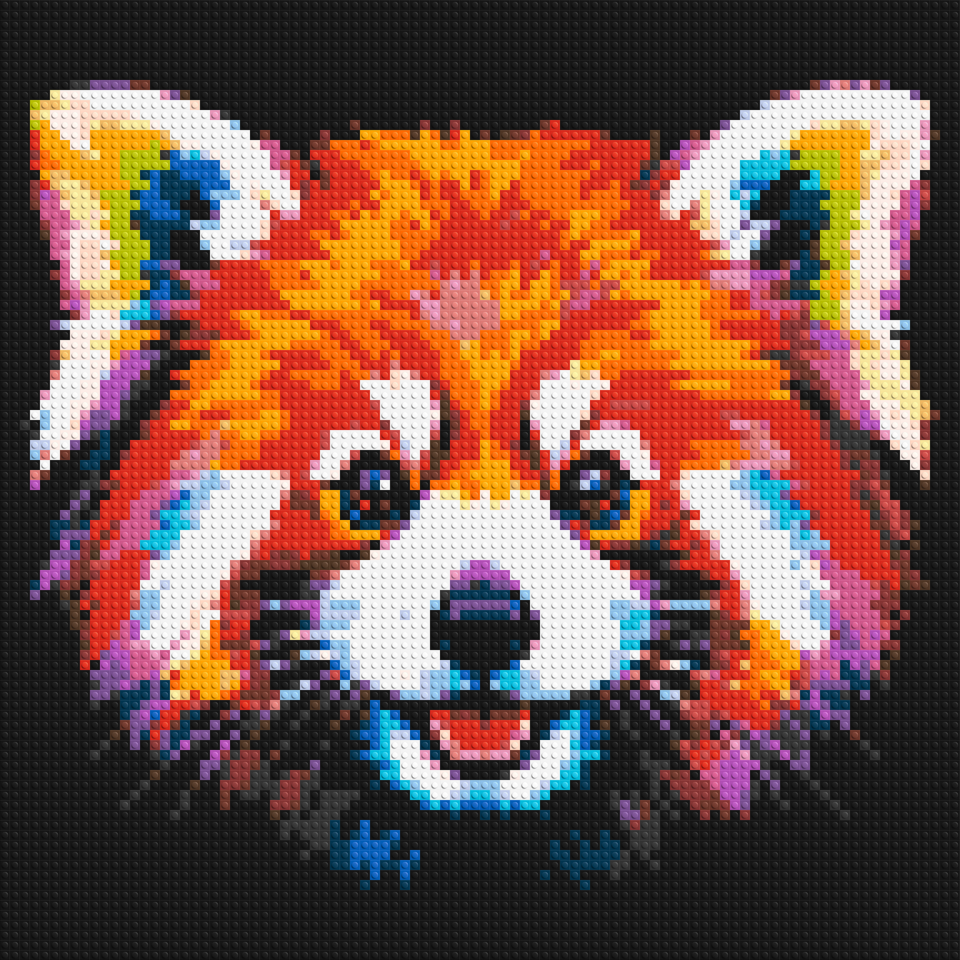 Vibrant Red Panda Face Pop Art - Brick Art Mosaic Kit 4x4 large