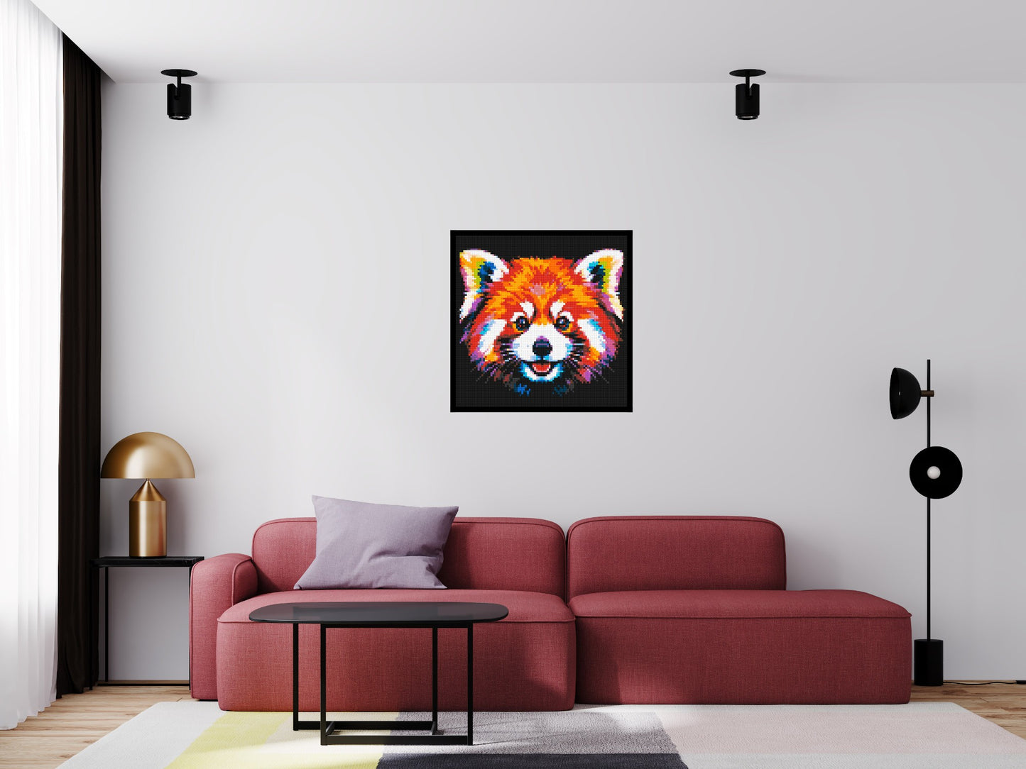 Vibrant Red Panda Face Pop Art - Brick Art Mosaic Kit 4x4 large