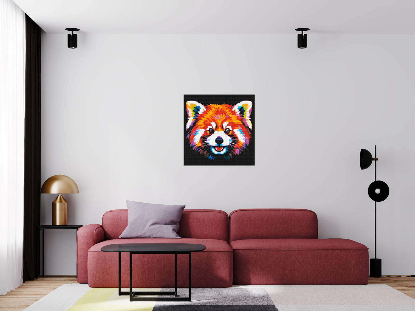 Vibrant Red Panda Face Pop Art - Brick Art Mosaic Kit 4x4 large