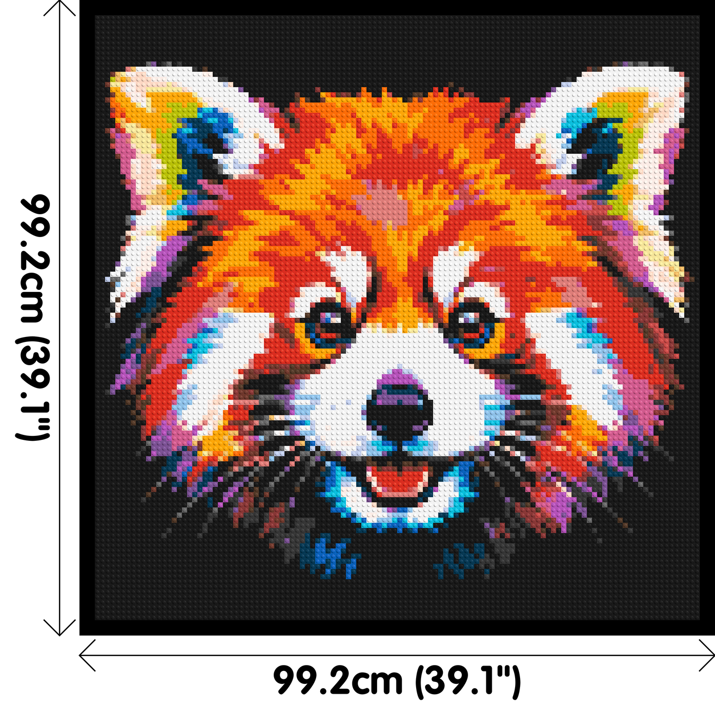 Vibrant Red Panda Face Pop Art - Brick Art Mosaic Kit 5x5 large