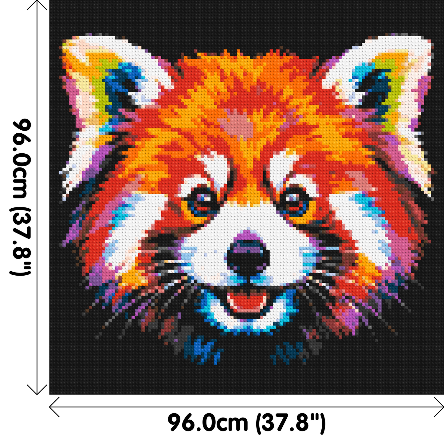 Vibrant Red Panda Face Pop Art - Brick Art Mosaic Kit 5x5 large