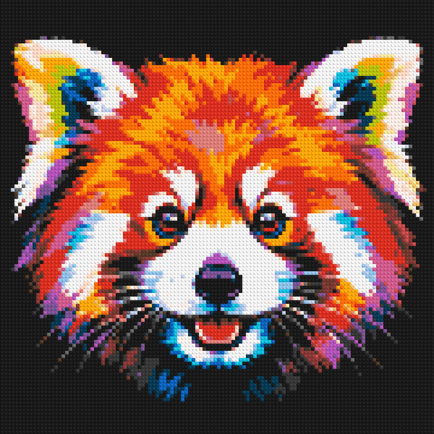 Vibrant Red Panda Face Pop Art - Brick Art Mosaic Kit 5x5 large
