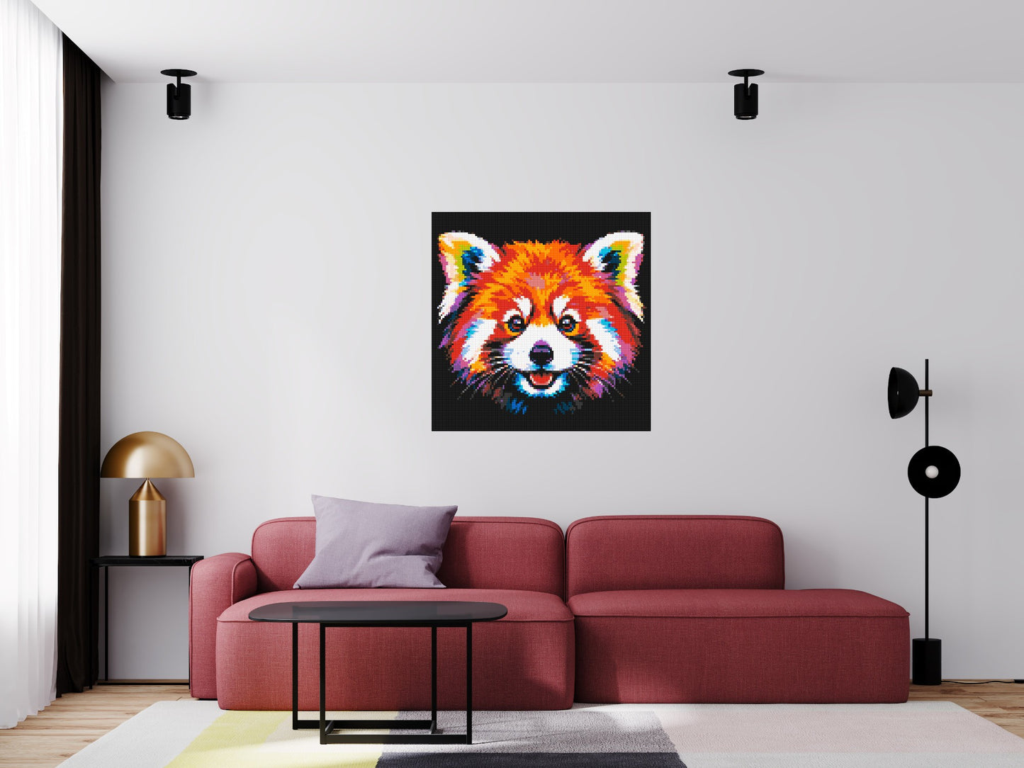 Vibrant Red Panda Face Pop Art - Brick Art Mosaic Kit 5x5 large