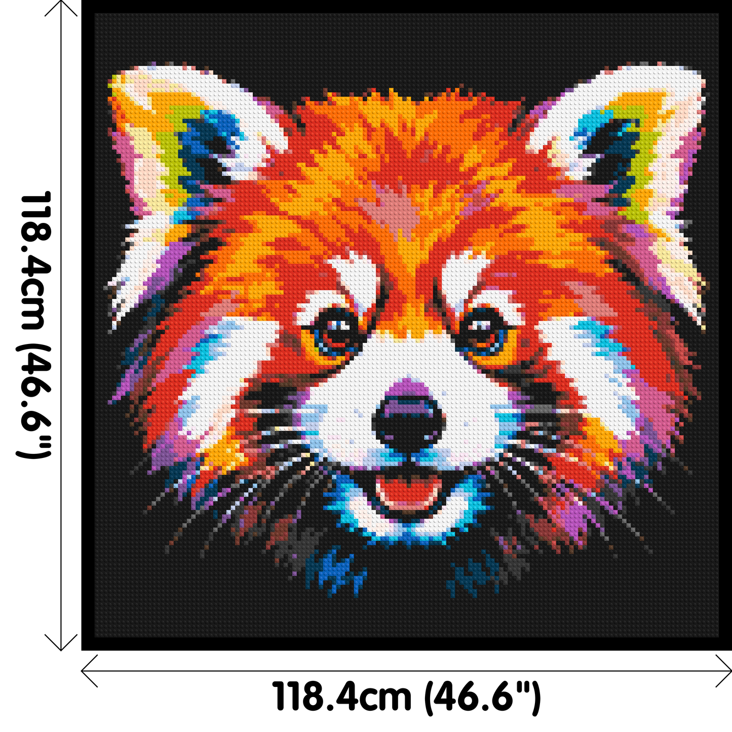 Vibrant Red Panda Face Pop Art - Brick Art Mosaic Kit 6x6 large