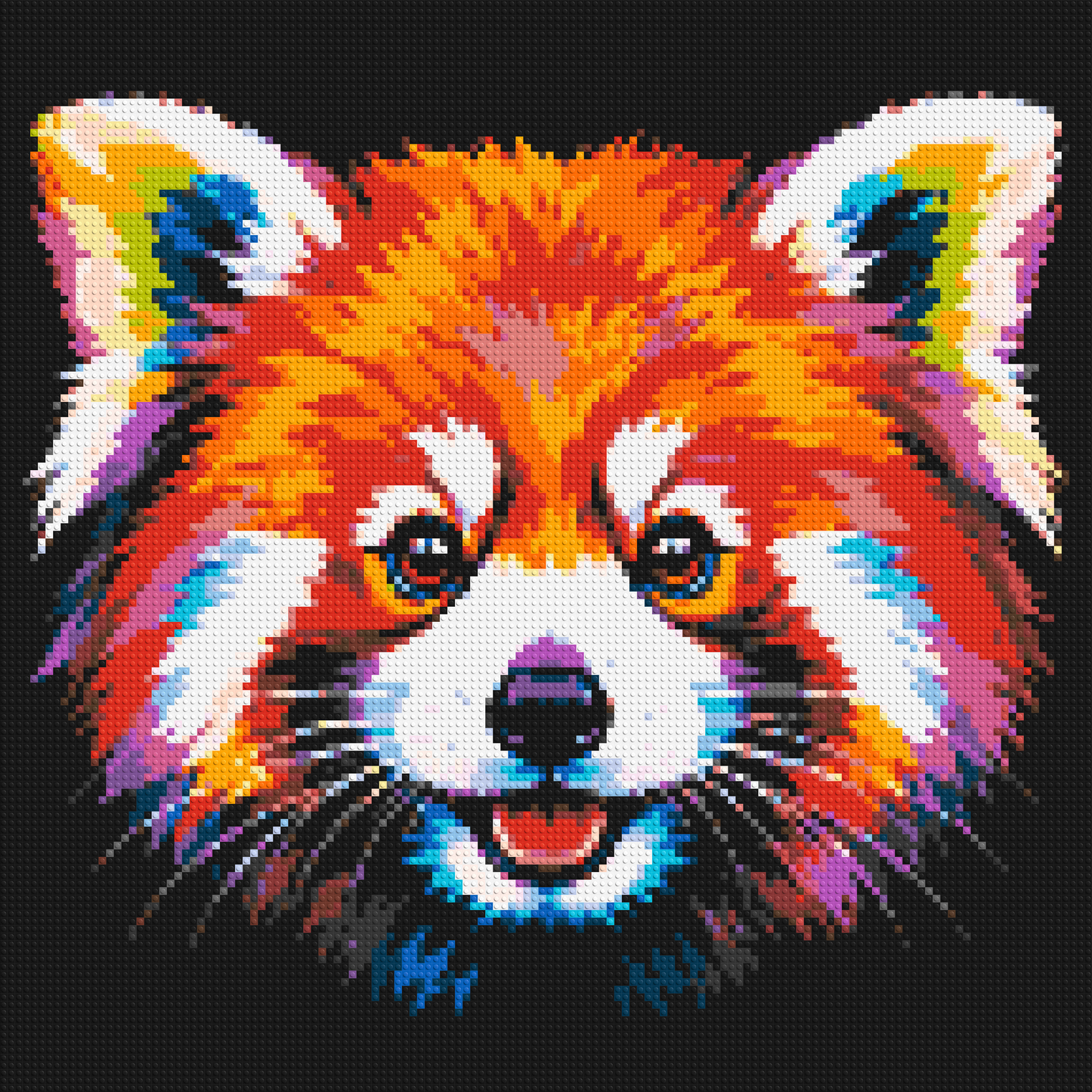 Vibrant Red Panda Face Pop Art - Brick Art Mosaic Kit 6x6 large