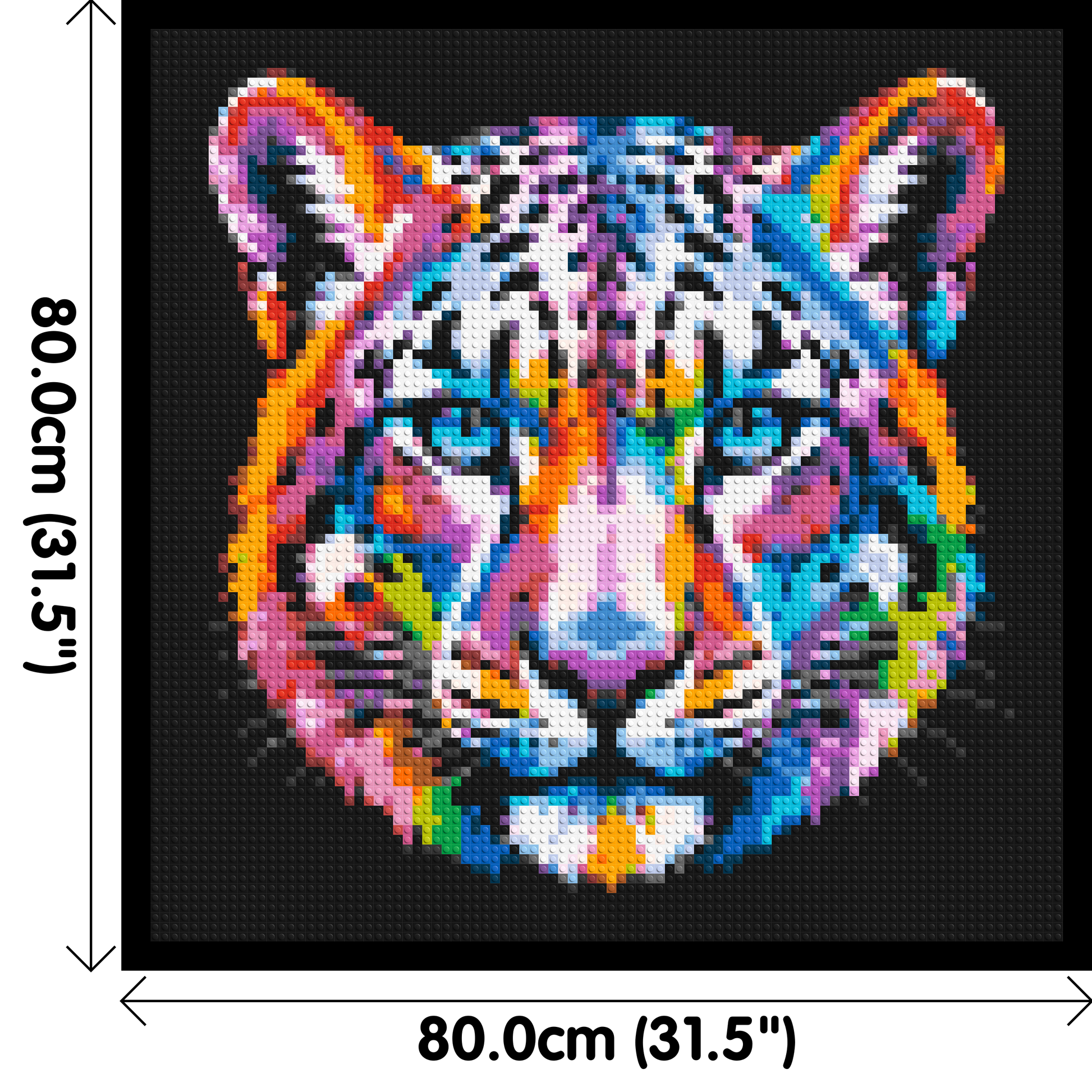 Vibrant Psychedelic Leopard Face Pop Art - Brick Art Mosaic Kit 4x4 dimensions with frame