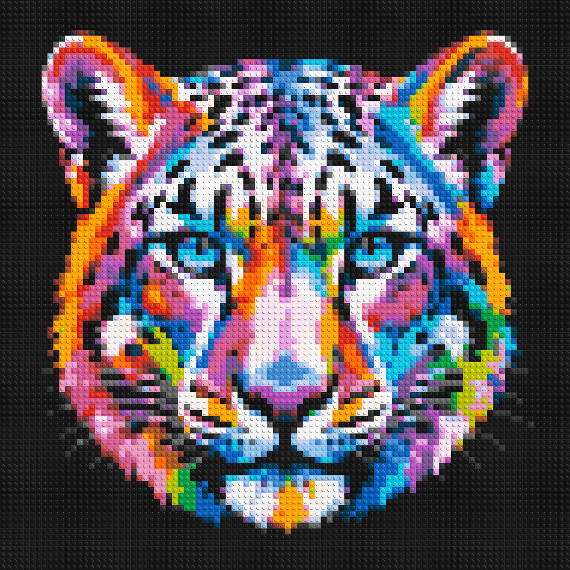 Vibrant Psychedelic Leopard Face Pop Art - Brick Art Mosaic Kit 4x4 large