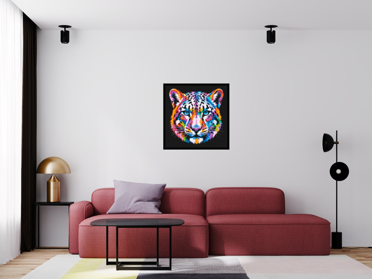 Vibrant Psychedelic Leopard Face Pop Art - Brick Art Mosaic Kit 4x4 large