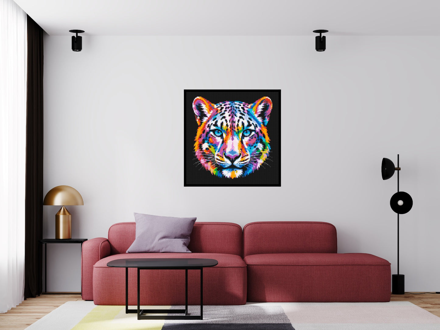 Vibrant Psychedelic Leopard Face Pop Art - Brick Art Mosaic Kit 5x5 large