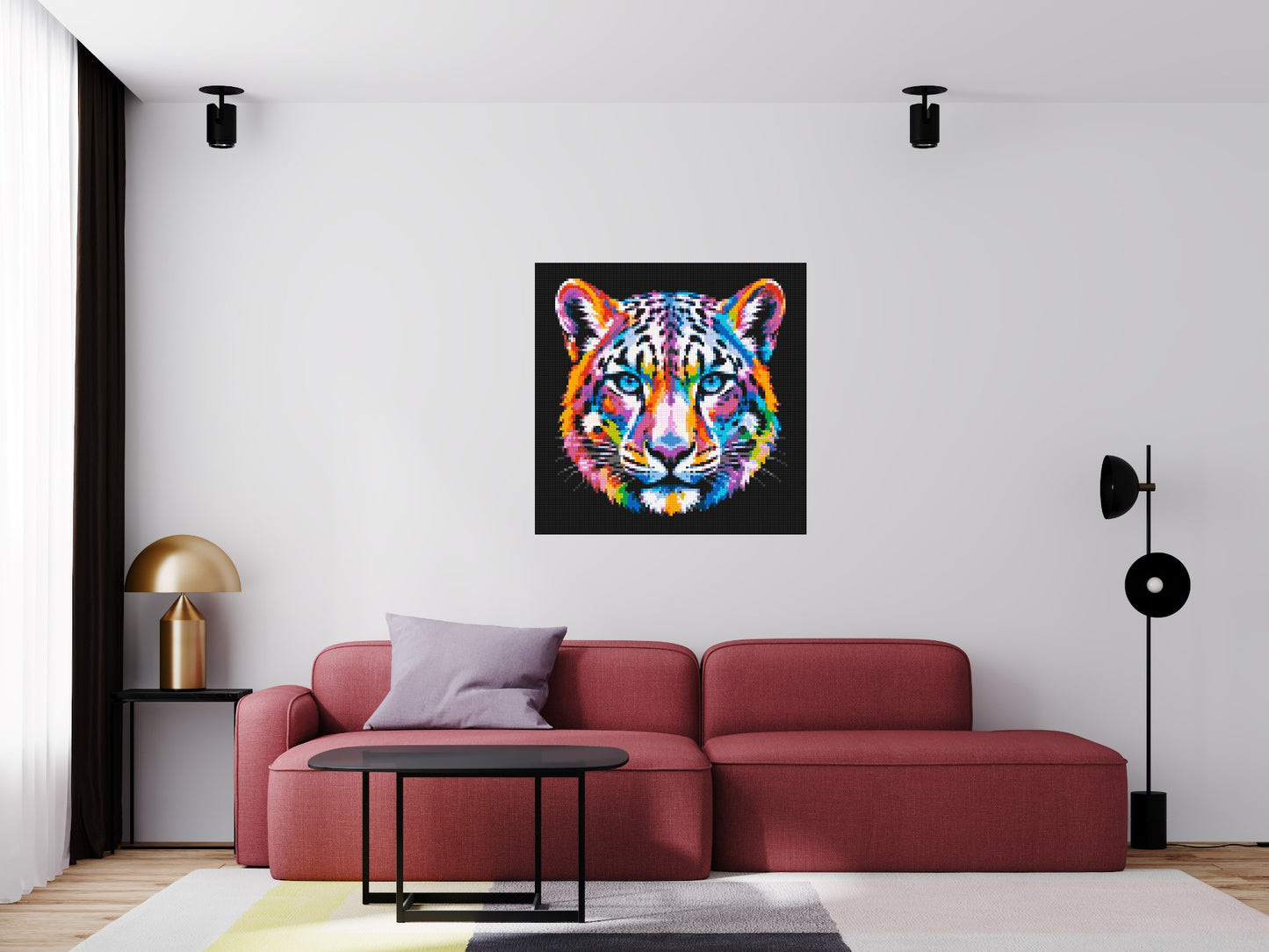 Vibrant Psychedelic Leopard Face Pop Art - Brick Art Mosaic Kit 5x5 large