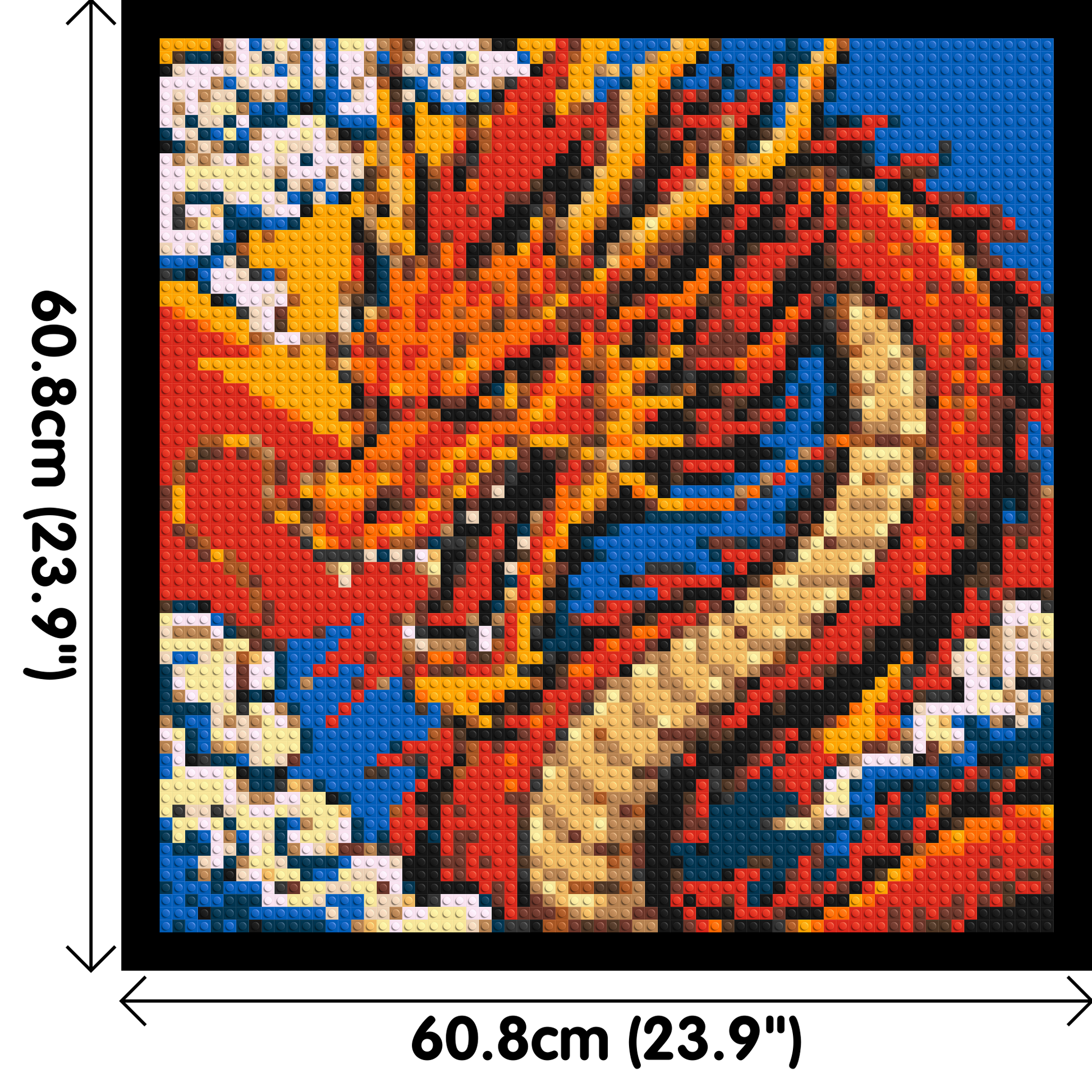 Fierce Eastern Dragon Pop Art - Brick Art Mosaic Kit 3x3 dimensions with frame