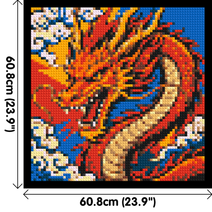 Fierce Eastern Dragon Pop Art - Brick Art Mosaic Kit 3x3 large
