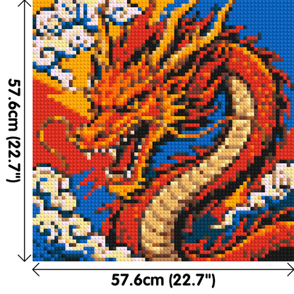 Fierce Eastern Dragon Pop Art - Brick Art Mosaic Kit 3x3 large