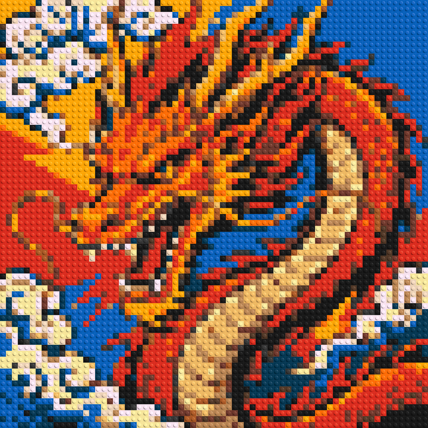 Fierce Eastern Dragon Pop Art - Brick Art Mosaic Kit 3x3 large