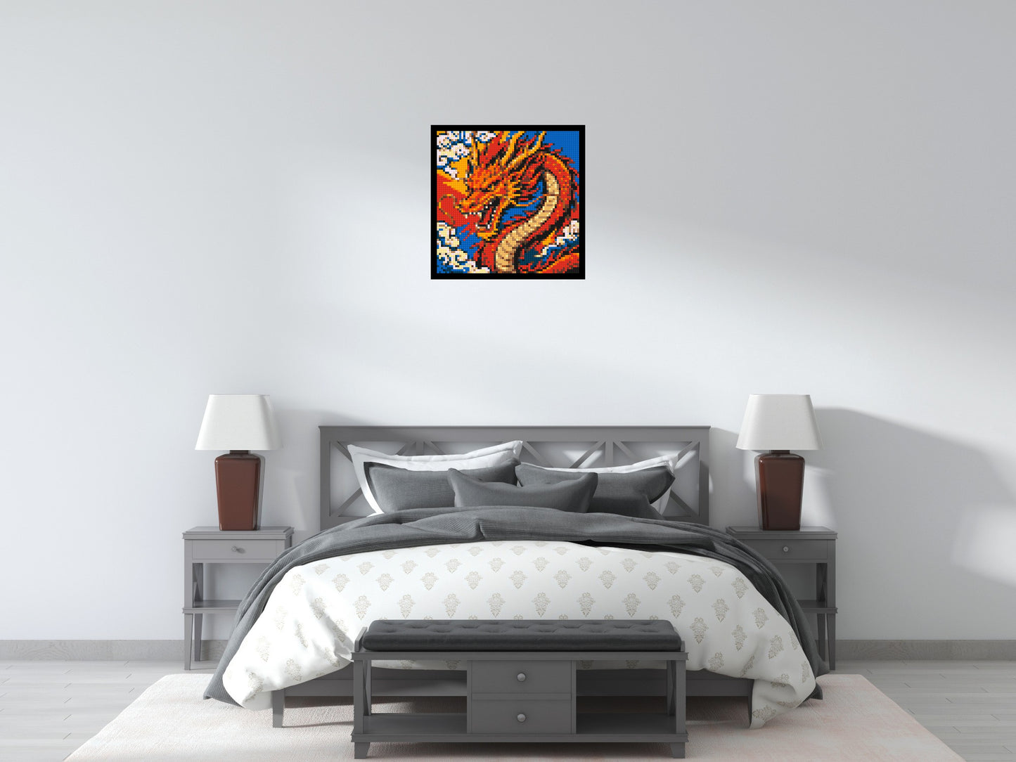 Fierce Eastern Dragon Pop Art - Brick Art Mosaic Kit 3x3 large