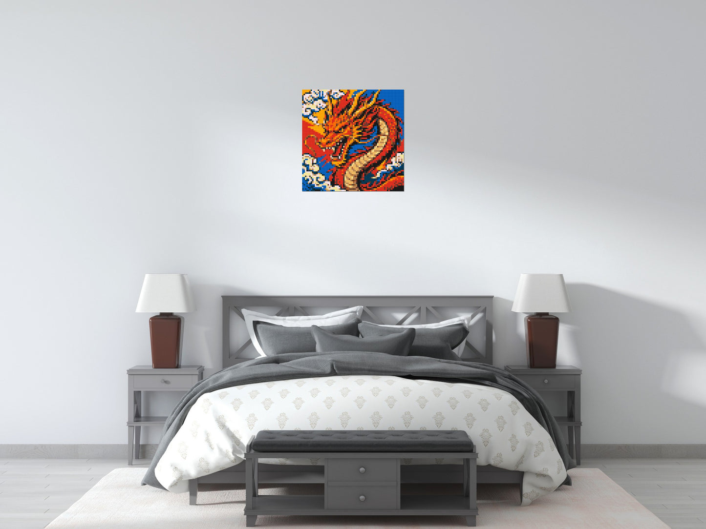 Fierce Eastern Dragon Pop Art - Brick Art Mosaic Kit 3x3 large