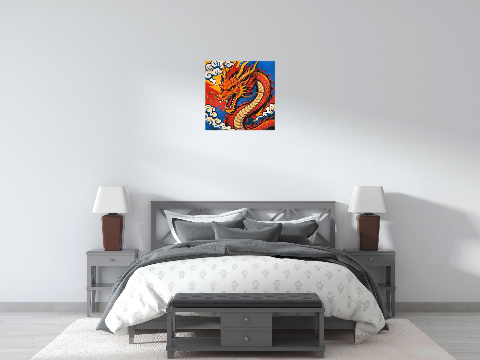 Fierce Eastern Dragon Pop Art - Brick Art Mosaic Kit 3x3 scene