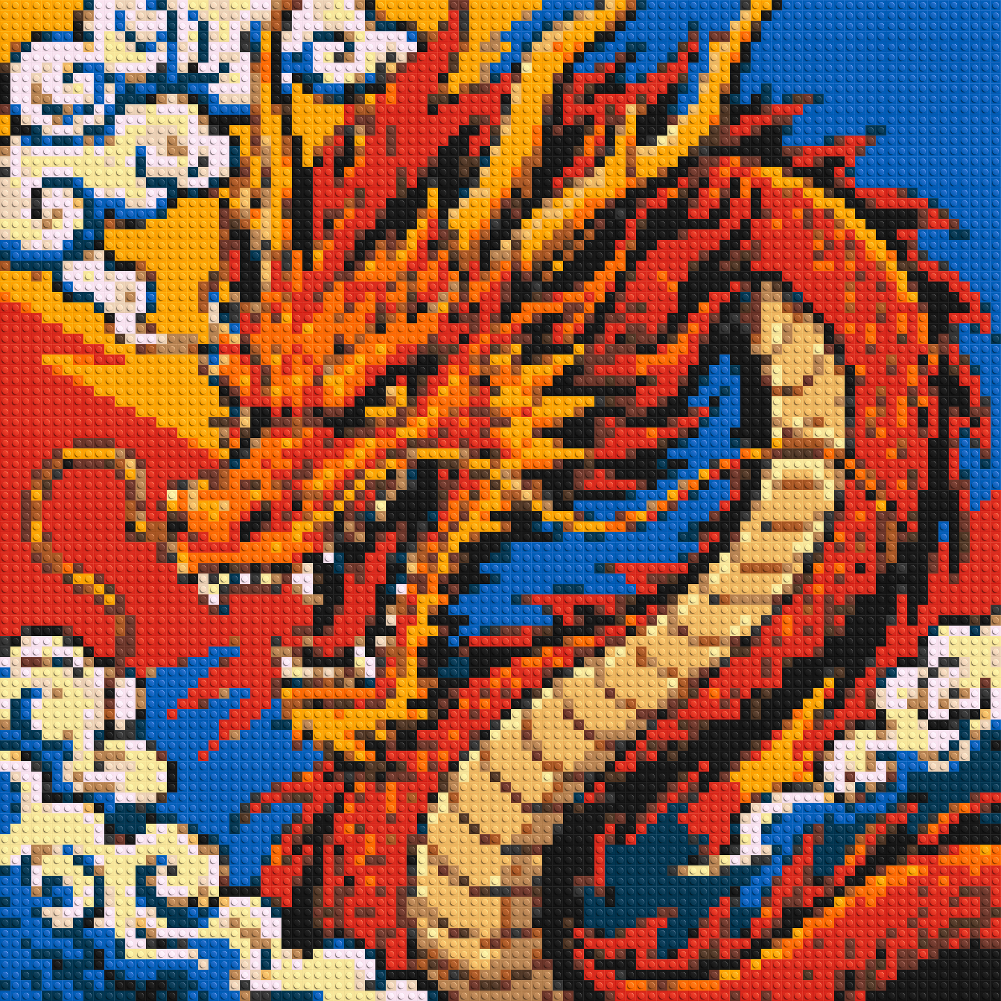 Fierce Eastern Dragon Pop Art - Brick Art Mosaic Kit 4x4 large