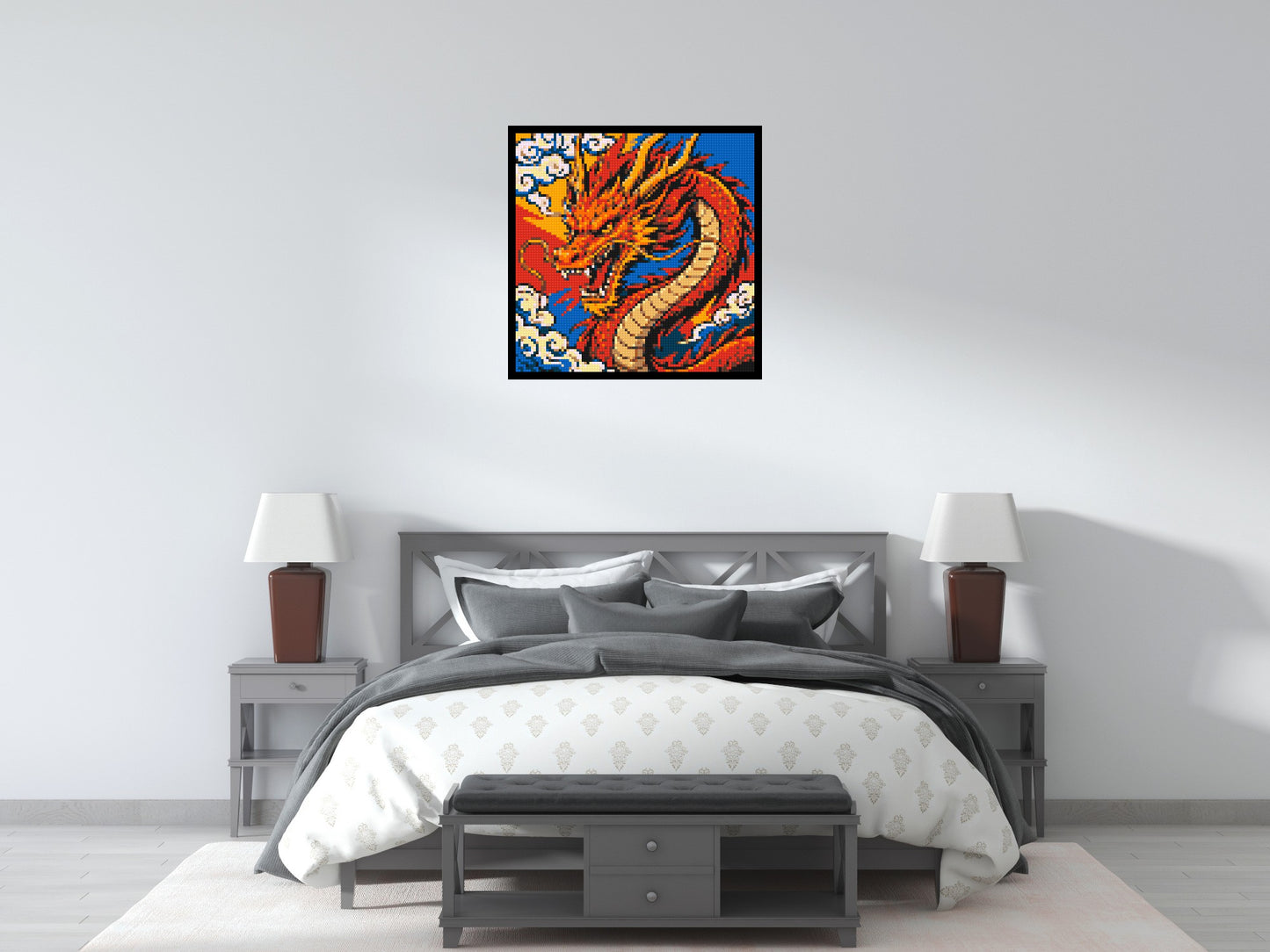 Fierce Eastern Dragon Pop Art - Brick Art Mosaic Kit 4x4 large