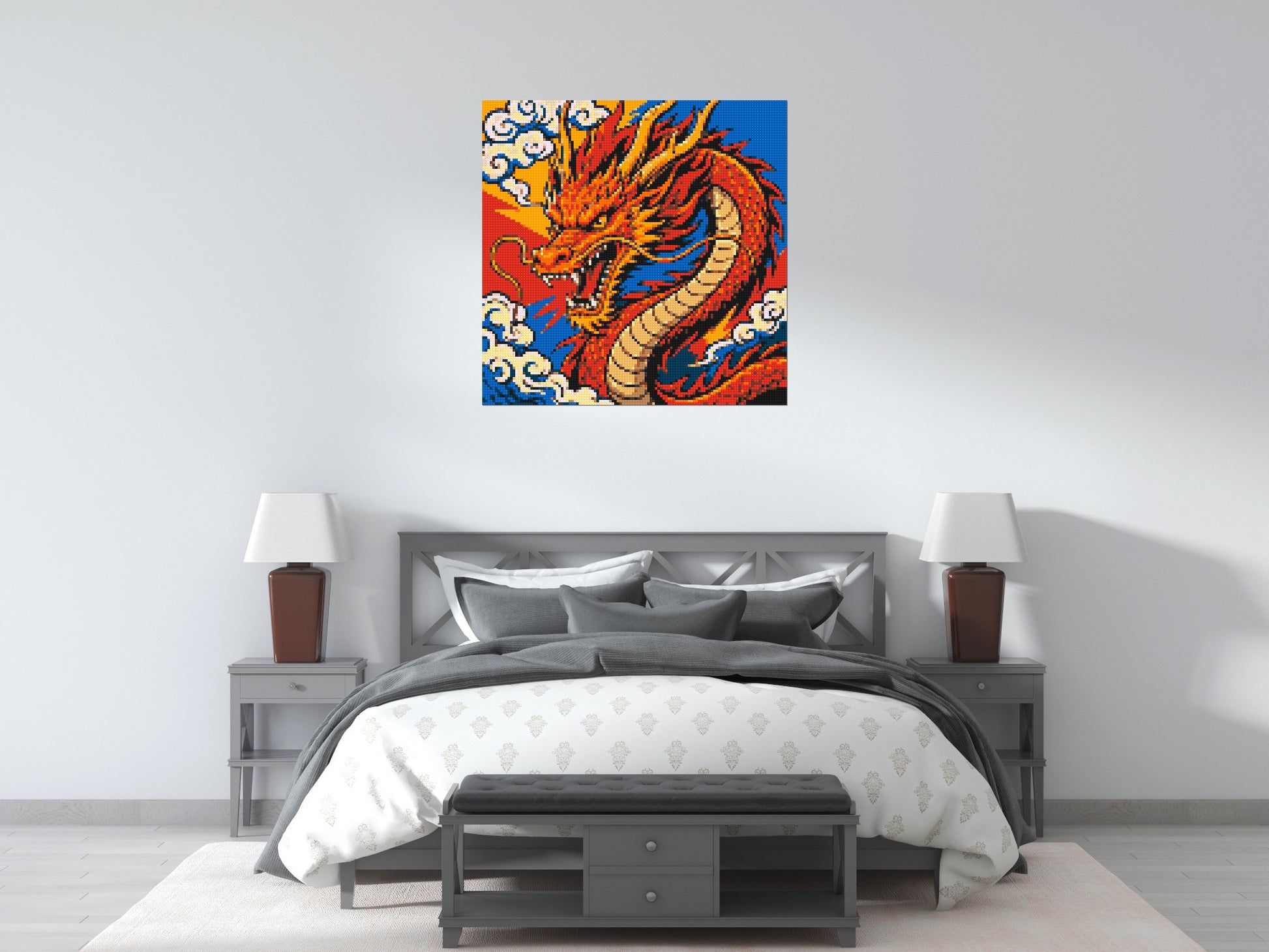 Fierce Eastern Dragon Pop Art - Brick Art Mosaic Kit 5x5 scene