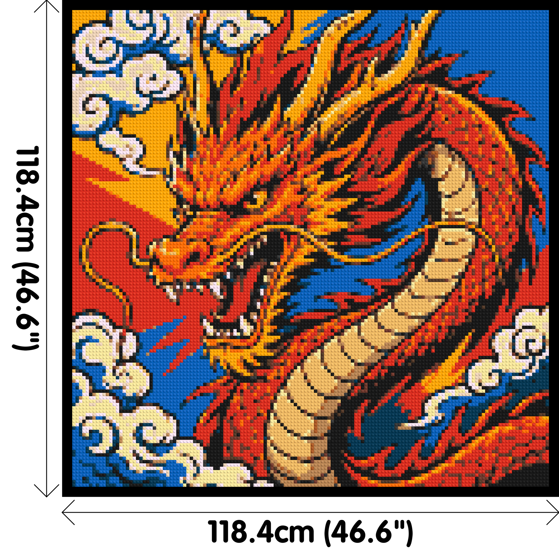 Fierce Eastern Dragon Pop Art - Brick Art Mosaic Kit 6x6 dimensions with frame
