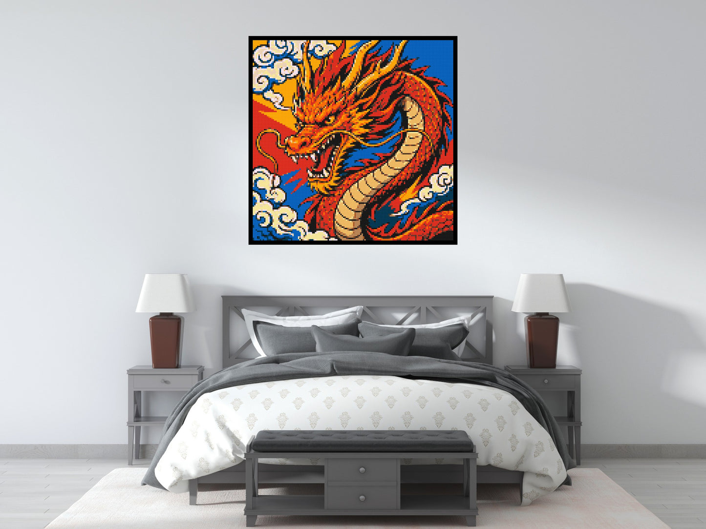 Fierce Eastern Dragon Pop Art - Brick Art Mosaic Kit 6x6 large