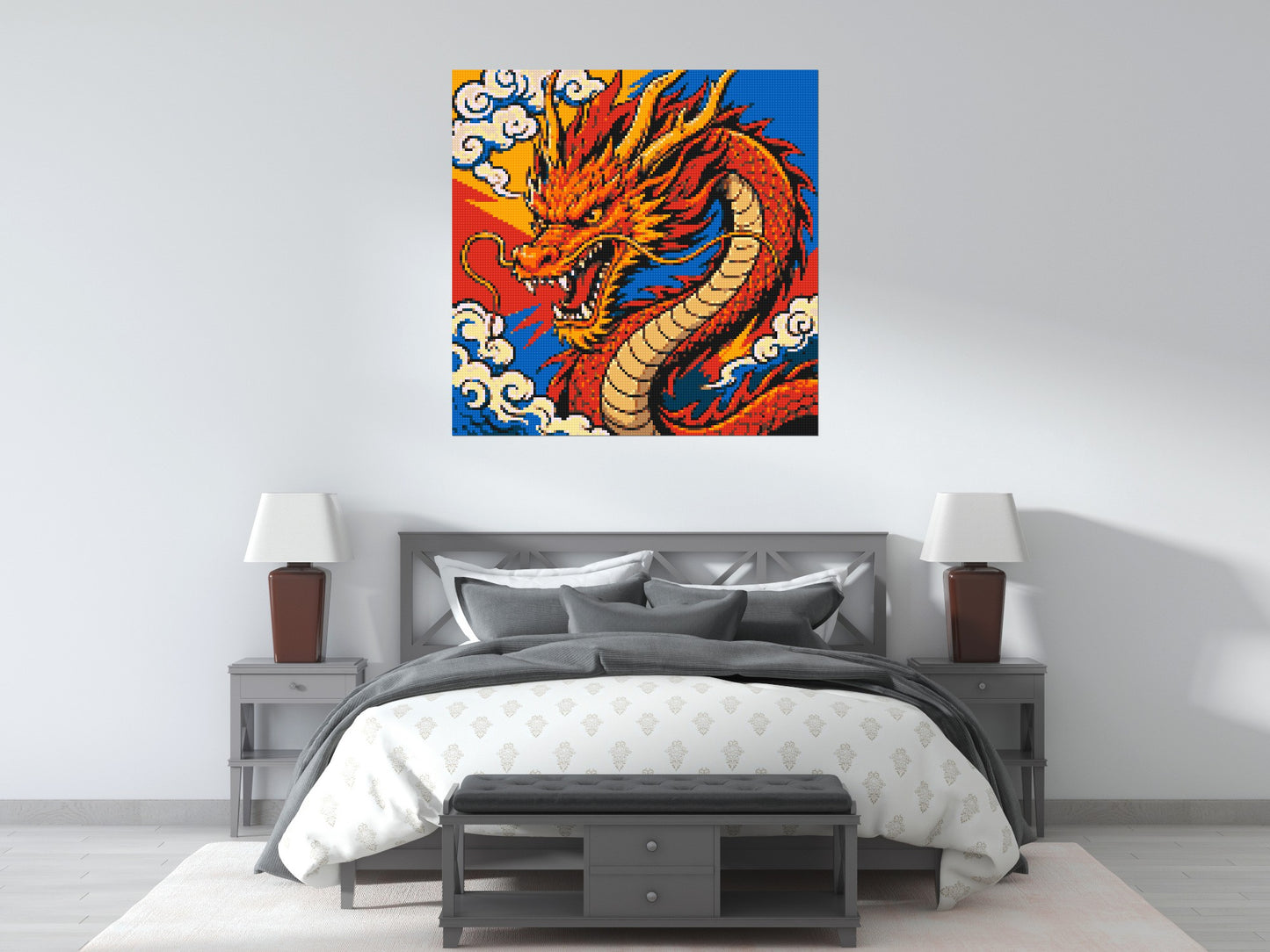 Fierce Eastern Dragon Pop Art - Brick Art Mosaic Kit 6x6 large