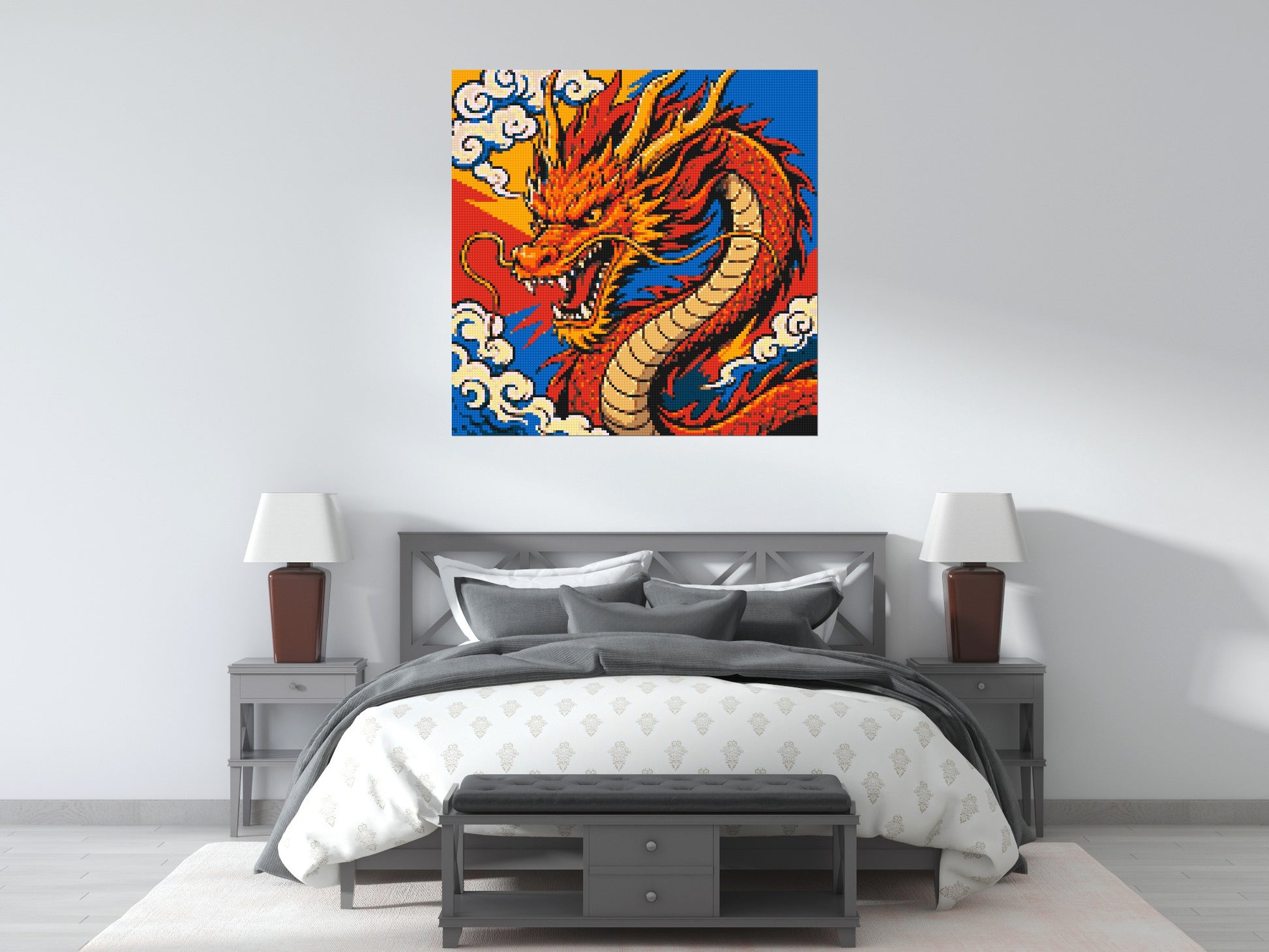 Fierce Eastern Dragon Pop Art - Brick Art Mosaic Kit 6x6 scene