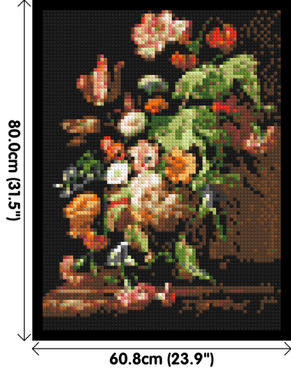 Still Life with Flowers by Rachel Ruysch - Brick Art Mosaic Kit 3x4 large