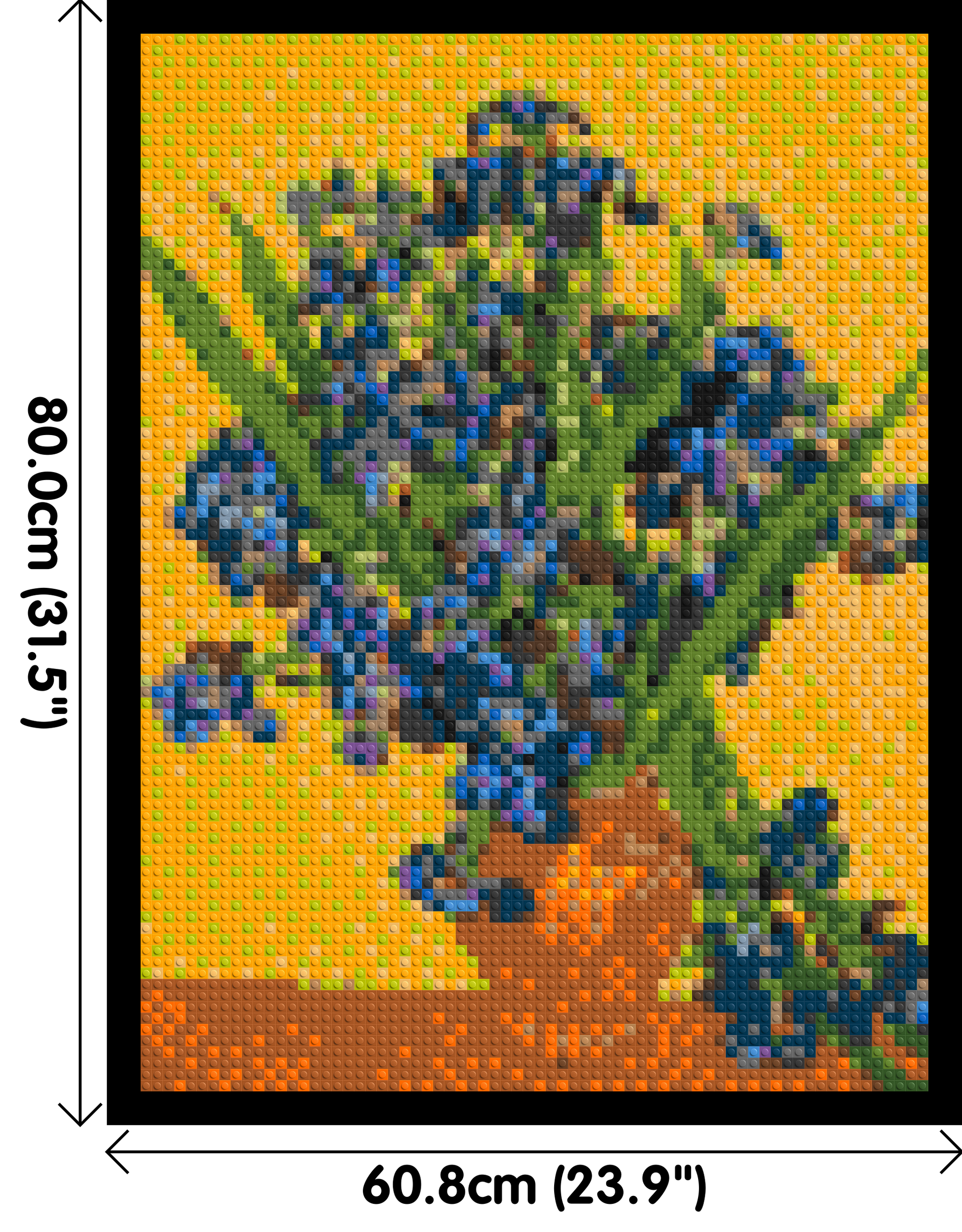 Vase with Irises by Vincent van Gogh - Brick Art Mosaic Kit 3x4 dimensions with frame