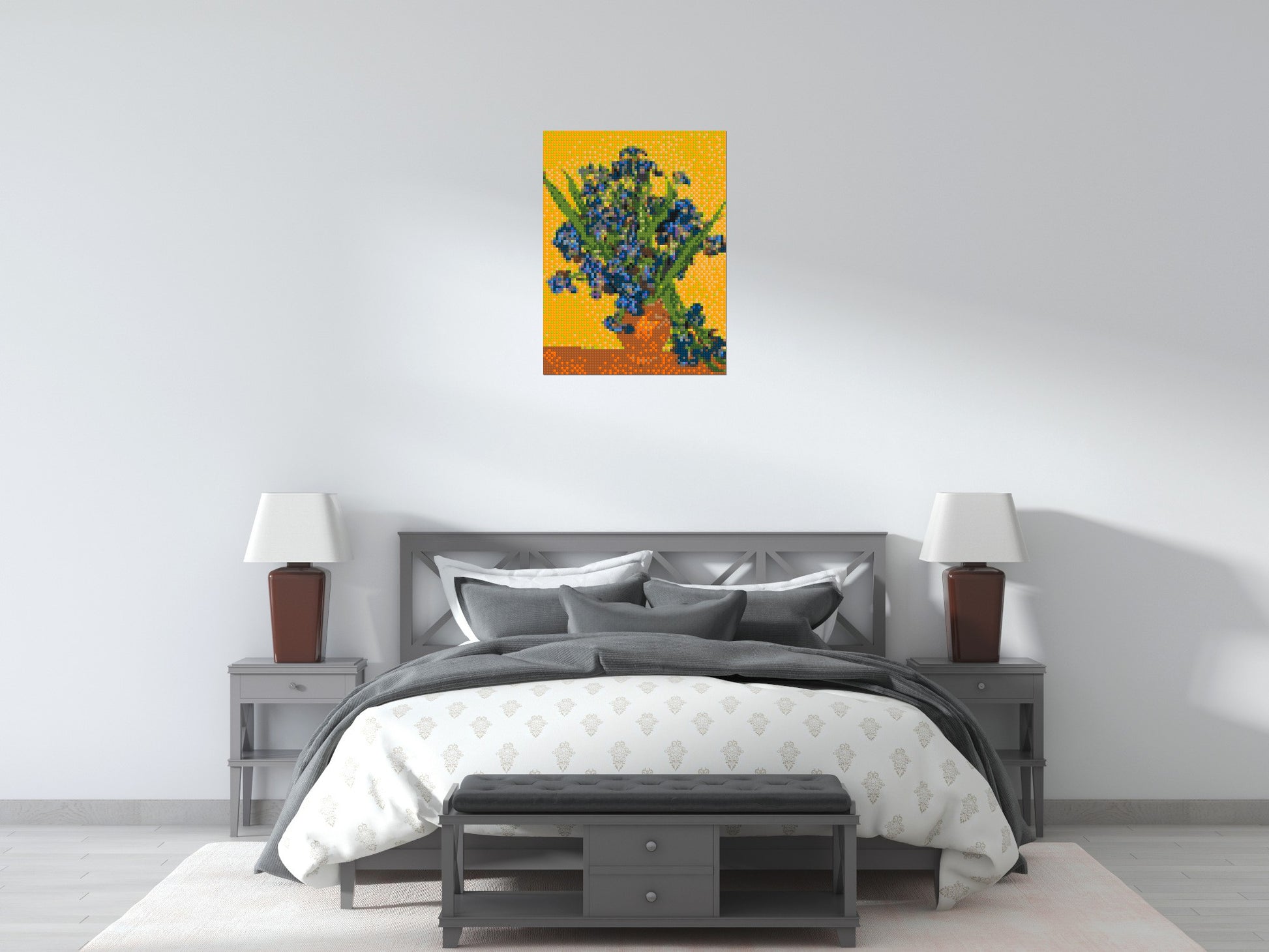 Vase with Irises by Vincent van Gogh - Brick Art Mosaic Kit 3x4 scene
