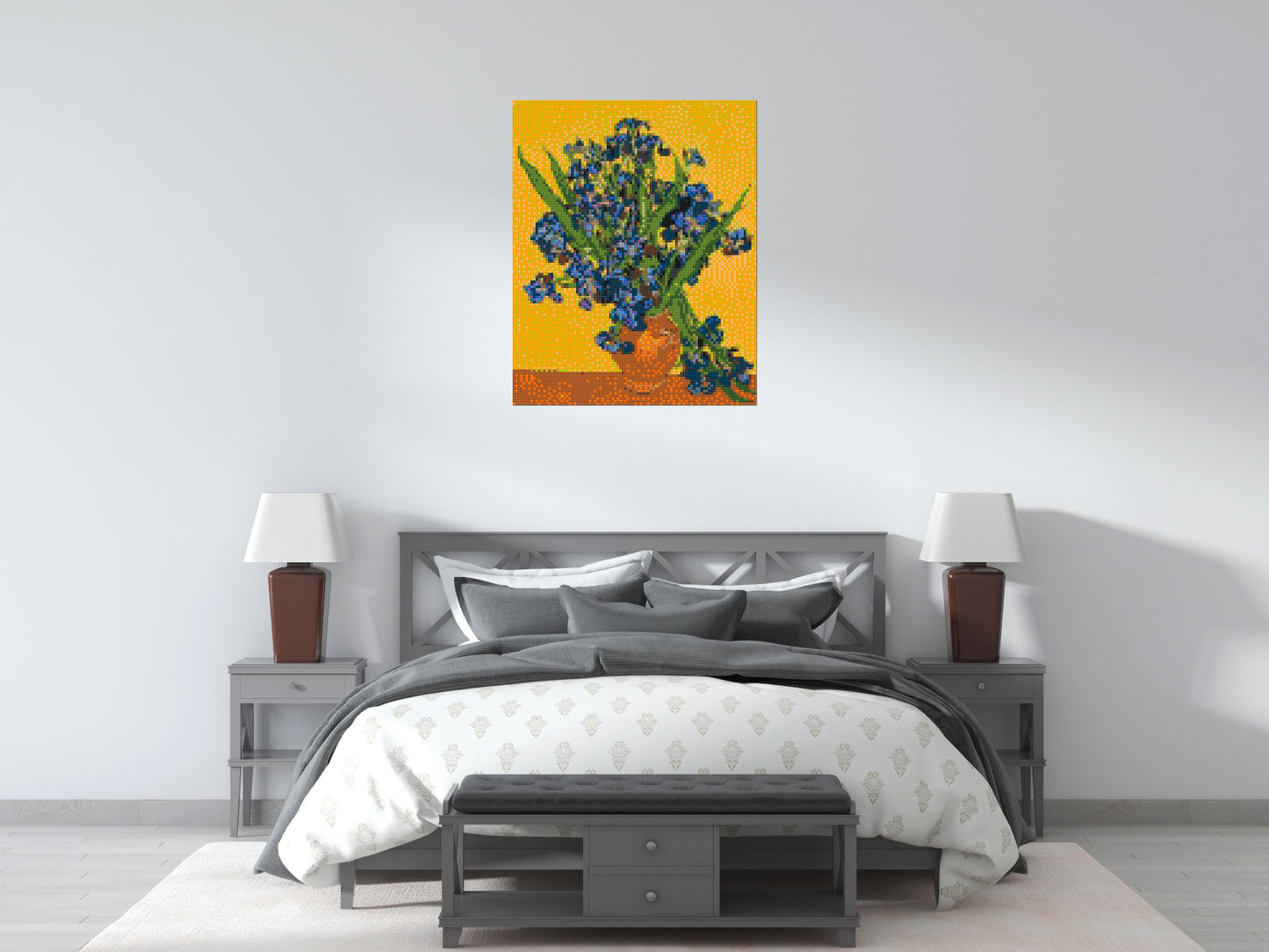 Vase with Irises by Vincent van Gogh - Brick Art Mosaic Kit 4x5 large