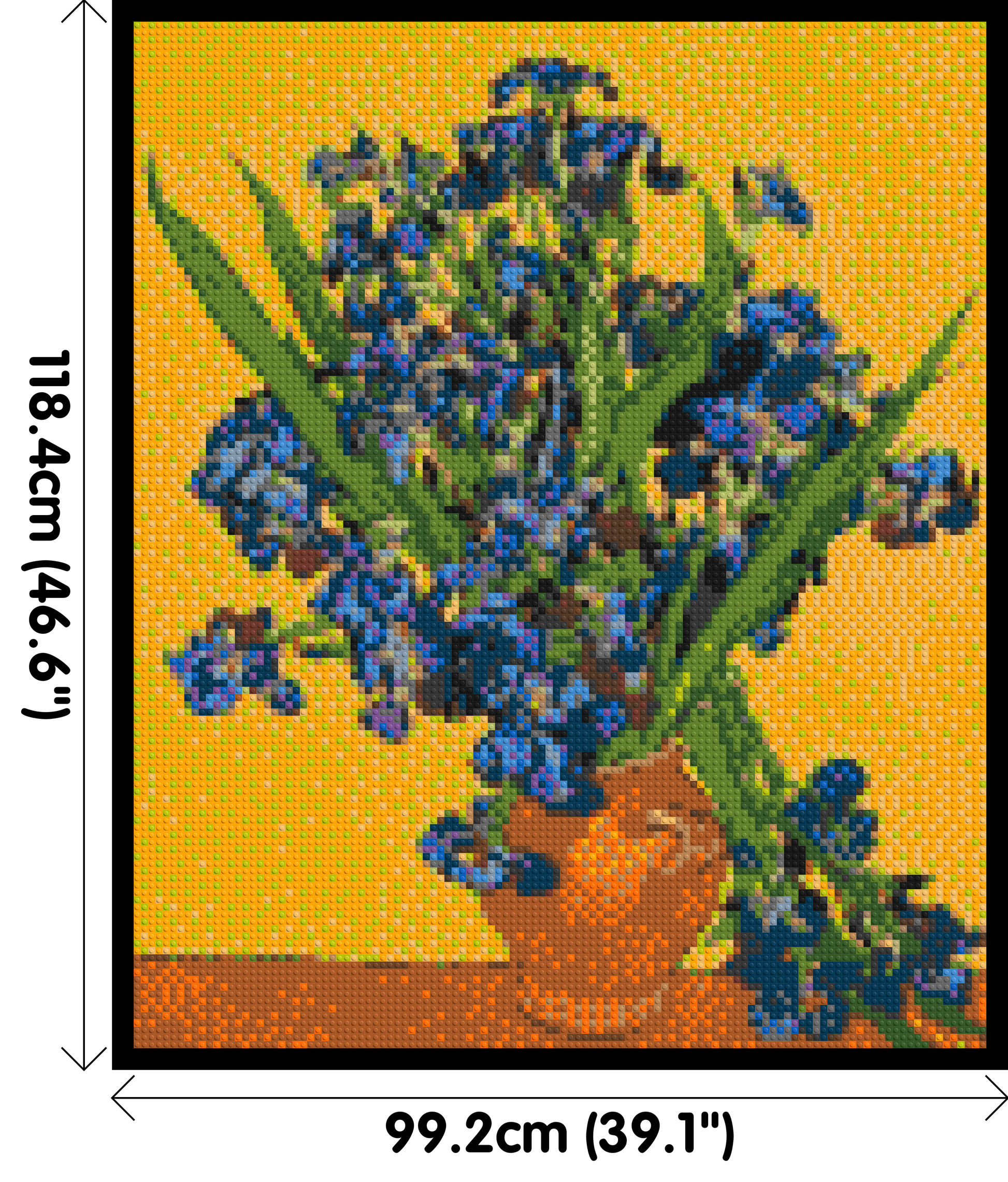 Vase with Irises by Vincent van Gogh - Brick Art Mosaic Kit 5x6 dimensions with frame