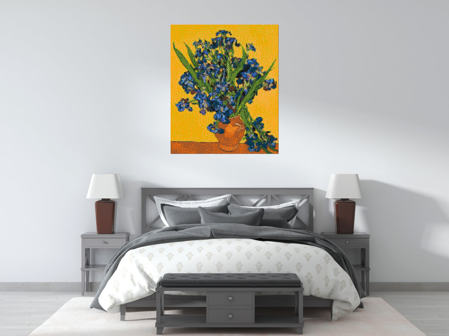 Vase with Irises by Vincent van Gogh - Brick Art Mosaic Kit 5x6 large