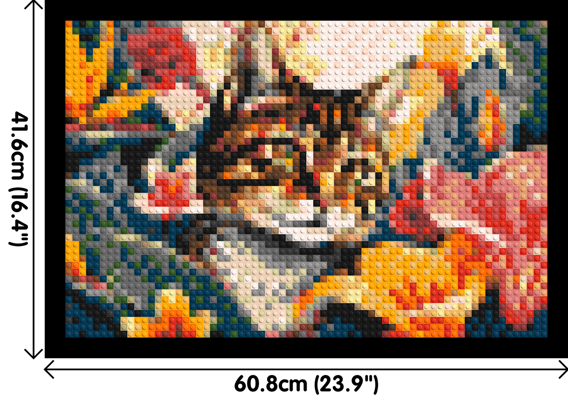 Tabby Cat in Tropical Flower Jungle Pop Art - Brick Art Mosaic Kit 3x2 dimensions with frame