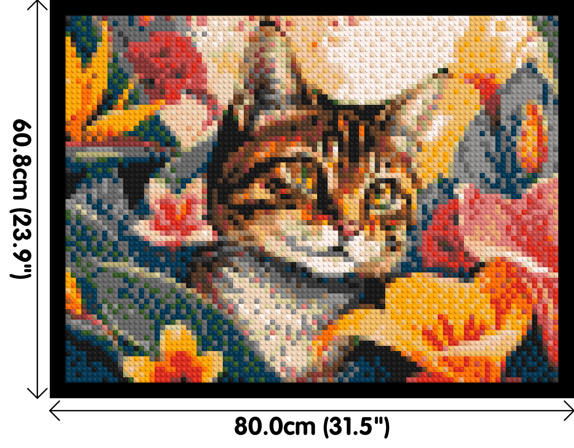 Tabby Cat in Tropical Flower Jungle Pop Art - Brick Art Mosaic Kit 4x3 dimensions with frame