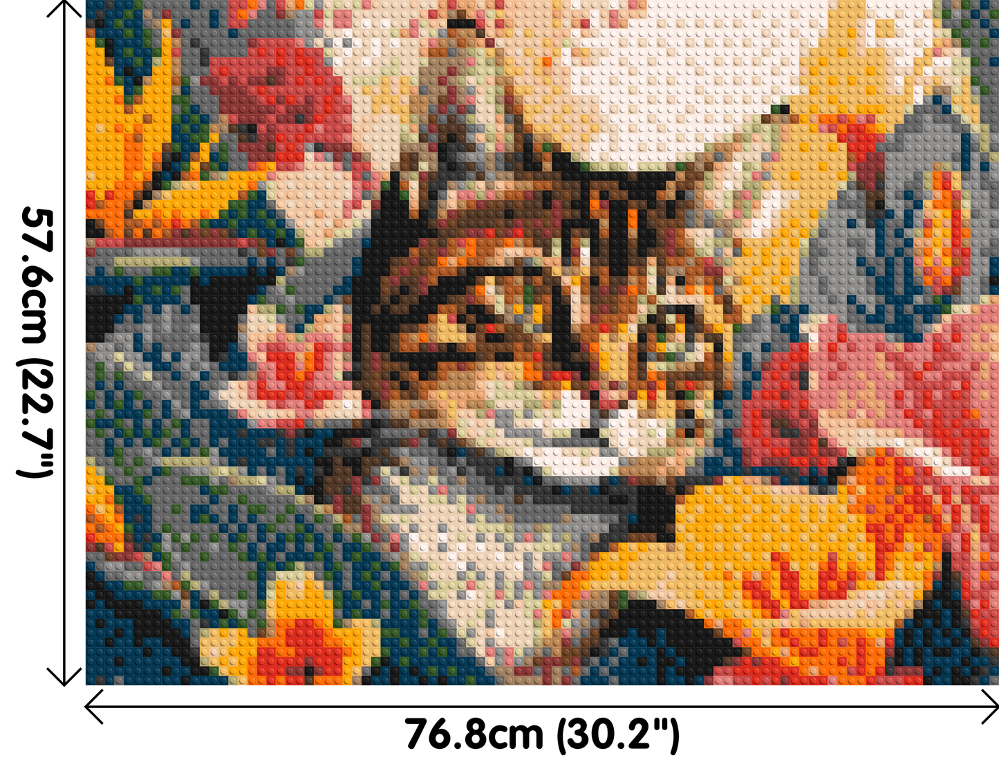 Tabby Cat in Tropical Flower Jungle Pop Art - Brick Art Mosaic Kit 4x3 large